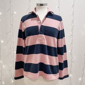 J. Crew the 1984 Rugby Shirt in pink/navy stripe, Women's Medium
